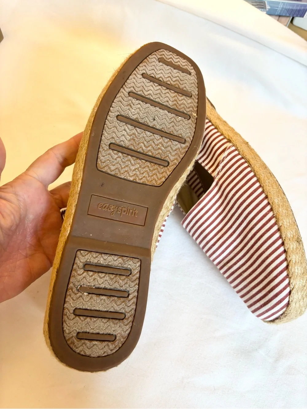 Striped Espadrille Flats in Red and White - Casual Women Shoes